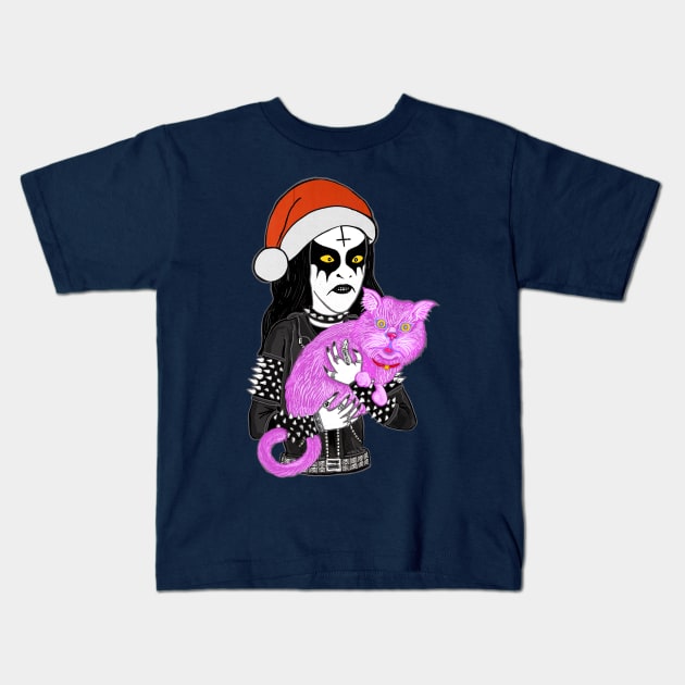 Christmas Metal Head Kids T-Shirt by miskel